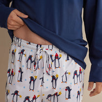 Family Printed Peruvian Cotton Men's Pajama Set - Joyful Penguins, XXL,Joyful Penguins
