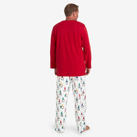Family Printed Peruvian Cotton Men's Pajama Set - Holiday Gnomes, M,Holiday Gnomes