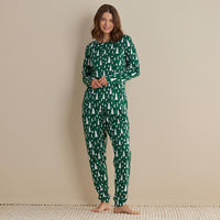 Family Printed Peruvian Cotton Women's Pajama Set - Frosty Trees, XXL,Frosty Trees