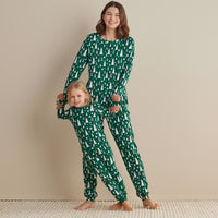 Family Printed Peruvian Cotton Women's Pajama Set - Frosty Trees, XXL,Frosty Trees