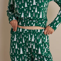 Family Printed Peruvian Cotton Women's Pajama Set - Frosty Trees, XXL,Frosty Trees