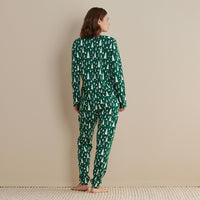 Family Printed Peruvian Cotton Women's Pajama Set - Frosty Trees, XXL,Frosty Trees