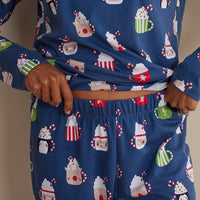 Family Printed Peruvian Cotton Women's Pajama Set - Festive Mugs, XXL,Festive Mugs