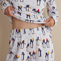 Family Printed Peruvian Cotton Women's Pajama Set - Joyful Penguins, XXL,Joyful Penguins