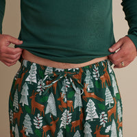 Family Flannel Men's Jogger Pants Pajama Set - Deer Path, XXXL,Deer Path