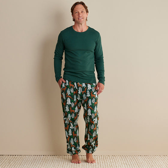 Family Flannel Men's Jogger Pants Pajama Set - Deer Path, XXXL,Deer Path