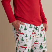 Family Flannel Men's Jogger Pants Pajama Set - Holiday Haul, XXXL,Holiday Haul