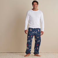 Family Flannel Men's Jogger Pants Pajama Set - Holiday Pups, XXXL,Holiday Pups