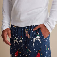 Family Flannel Men's Jogger Pants Pajama Set - Holiday Pups, XXXL,Holiday Pups
