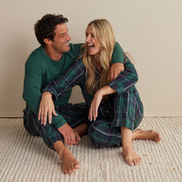 Family Flannel Men's Jogger Pants Pajama Set - Pine Plaid, XXXL,Pine Plaid