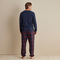 Family Flannel Men's Jogger Pants Pajama Set - Red Plaid, XXXL,Red Plaid