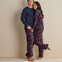 Family Flannel Men's Jogger Pants Pajama Set - Red Plaid, XXXL,Red Plaid