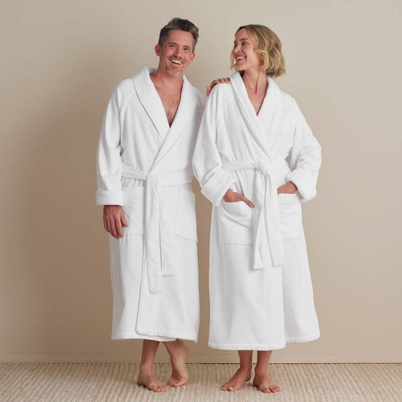 Velour Terry Unisex Robe - White, XXL,White