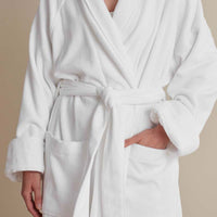Velour Terry Unisex Robe - White, XXL,White