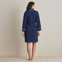 Peruvian Cotton Embroidered Women's Robe - Navy, S,Navy