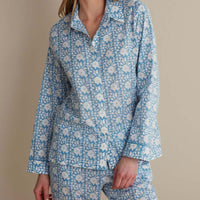 Printed Voile Women's Cropped Pajama Set - Floral Weave, XS,Floral Weave