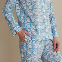 Printed Voile Women's Cropped Pajama Set - Floral Weave, XS,Floral Weave