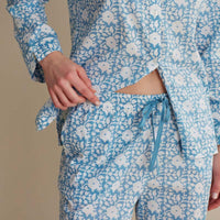 Printed Voile Women's Cropped Pajama Set - Floral Weave, XS,Floral Weave
