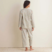 Printed Voile Women's Cropped Pajama Set - Meadow Song, XXL,Meadow Song