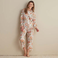 Printed Voile Women's Cropped Pajama Set - Wild Bloom, XXL,Wild Bloom