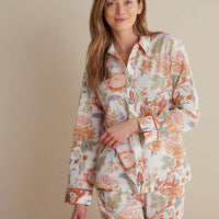 Printed Voile Women's Cropped Pajama Set - Wild Bloom, XXL,Wild Bloom