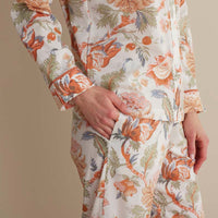 Printed Voile Women's Cropped Pajama Set - Wild Bloom, XXL,Wild Bloom