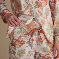 Printed Voile Women's Cropped Pajama Set - Wild Bloom, XXL,Wild Bloom