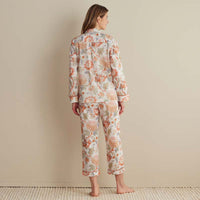 Printed Voile Women's Cropped Pajama Set - Wild Bloom, XXL,Wild Bloom