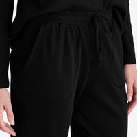 Pima Cotton Women's Jogger Pants Pajama Set - Black, XXL,Black
