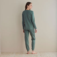 Pima Cotton Women's Jogger Pants Pajama Set - Green Mist, S,Green Mist
