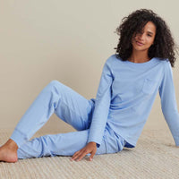 Pima Cotton Women's Jogger Pants Pajama Set - Periwinkle, XXL,Periwinkle