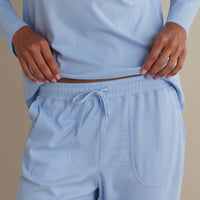 Pima Cotton Women's Jogger Pants Pajama Set - Periwinkle, XXL,Periwinkle