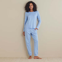 Pima Cotton Women's Jogger Pants Pajama Set - Periwinkle, XXL,Periwinkle
