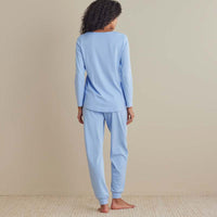 Pima Cotton Women's Jogger Pants Pajama Set - Periwinkle, XXL,Periwinkle