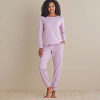 Pima Cotton Women's Jogger Pants Pajama Set - Dusty Pink, XXL,Dusty Pink