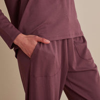 Pima Cotton Women's Jogger Pants Pajama Set - Wine, XXL,Wine