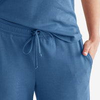 Pima Cotton Women's Cropped Pajama Set - Blue Denim, XXL,Blue Denim