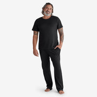 Pima Cotton Mens Pajama Set - Black, M,Black