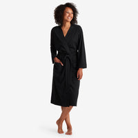 Pima Cotton Kimono Robe - Black, XS,Black