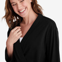 Pima Cotton Kimono Robe - Black, XS,Black