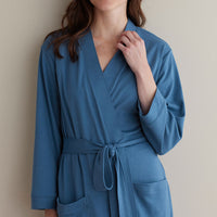 Pima Cotton Kimono Robe - Blue Denim, XXL,Blue Denim