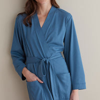 Pima Cotton Kimono Robe - Blue Denim, XXL,Blue Denim
