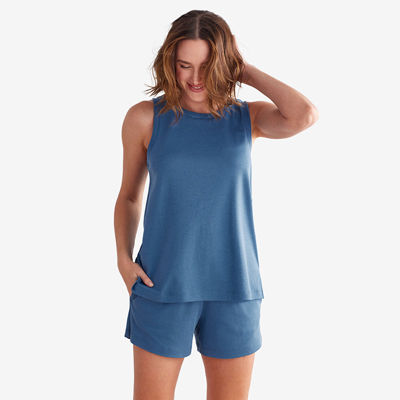 Pima Pajama Short Set - Blue Denim, XXL,Blue Denim