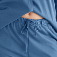 Pima Cotton Women's Button-Down Pajama Set - Blue Denim, XXL,Blue Denim