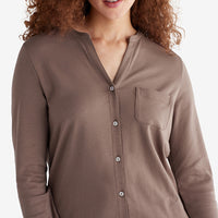 Pima Cotton Women's Button-Down Pajama Set - Cocoa, XXL,Cocoa