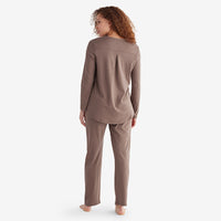 Pima Cotton Women's Button-Down Pajama Set - Cocoa, XXL,Cocoa