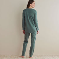 Pima Cotton Women's Button-Down Pajama Set - Green Mist, XL,Green Mist
