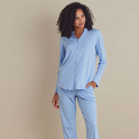 Pima Cotton Women's Button-Down Pajama Set - Periwinkle, XXL,Periwinkle
