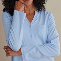 Pima Cotton Women's Button-Down Pajama Set - Periwinkle, XXL,Periwinkle