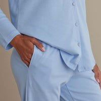 Pima Cotton Women's Button-Down Pajama Set - Periwinkle, XXL,Periwinkle